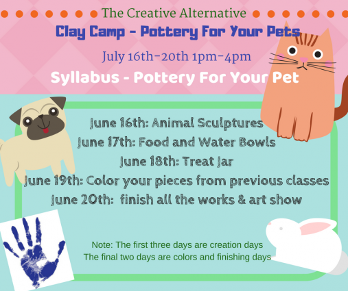 Gallery 1 - 2018 Summer Clay Camp - Pottery For Your Pets