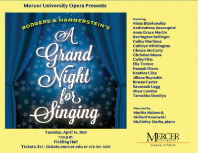 Mercer University Opera Presents “It’s a Grand Night for Singing”